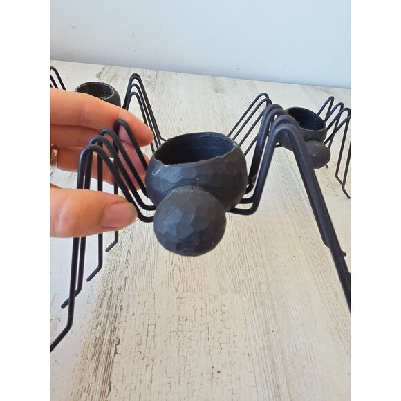 Metal spider candle holder votive Halloween decor set unique - Picture 6 of 14